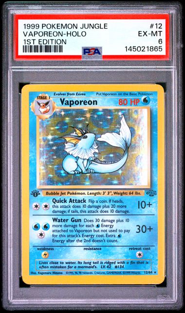 Vaporeon (1st Ed) #12 PSA 6