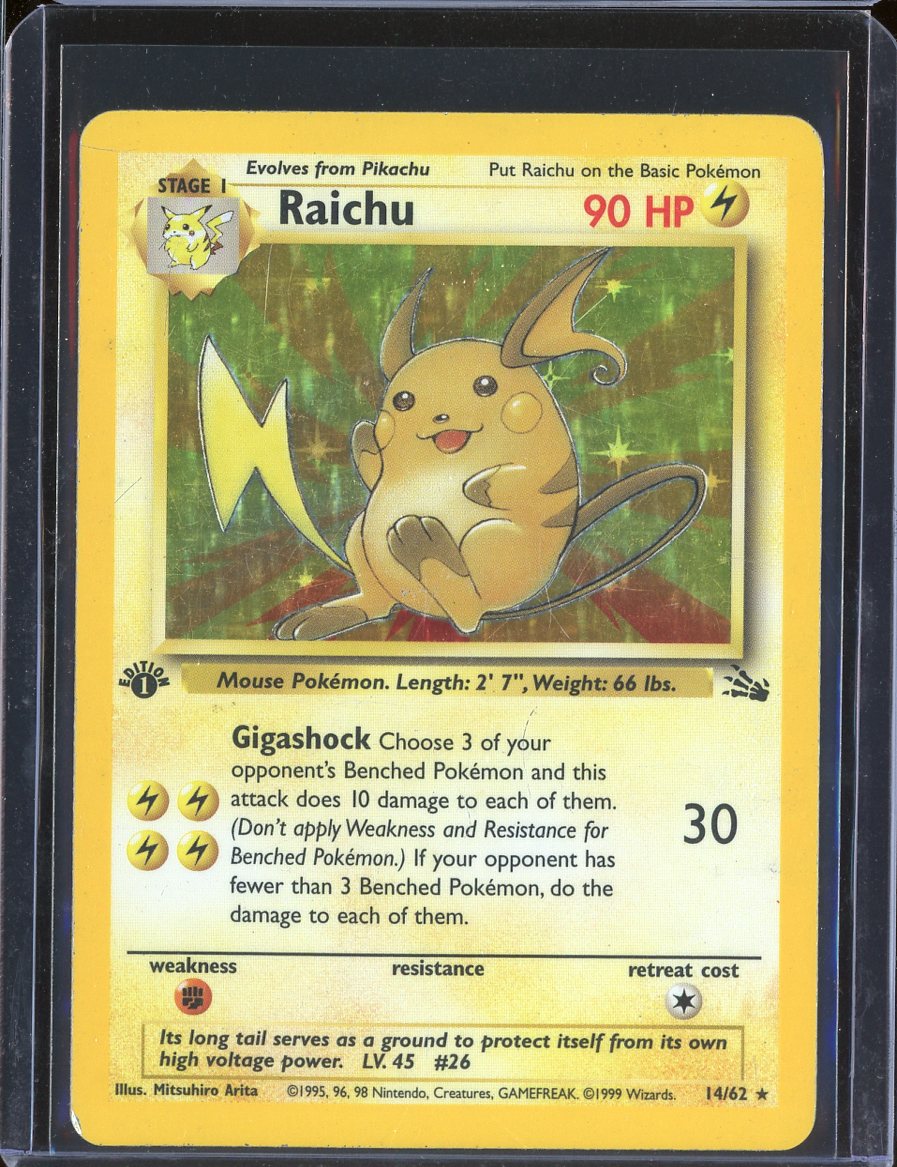 Raichu 14/62 1st Ed Holo Fossil - front