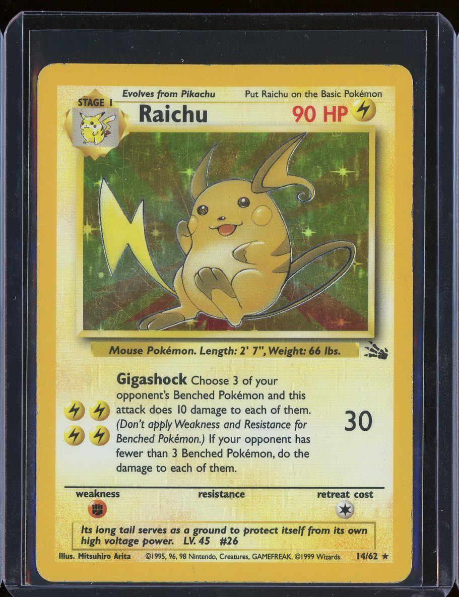 Raichu 14/62 Unlimited Holo Fossil - front
