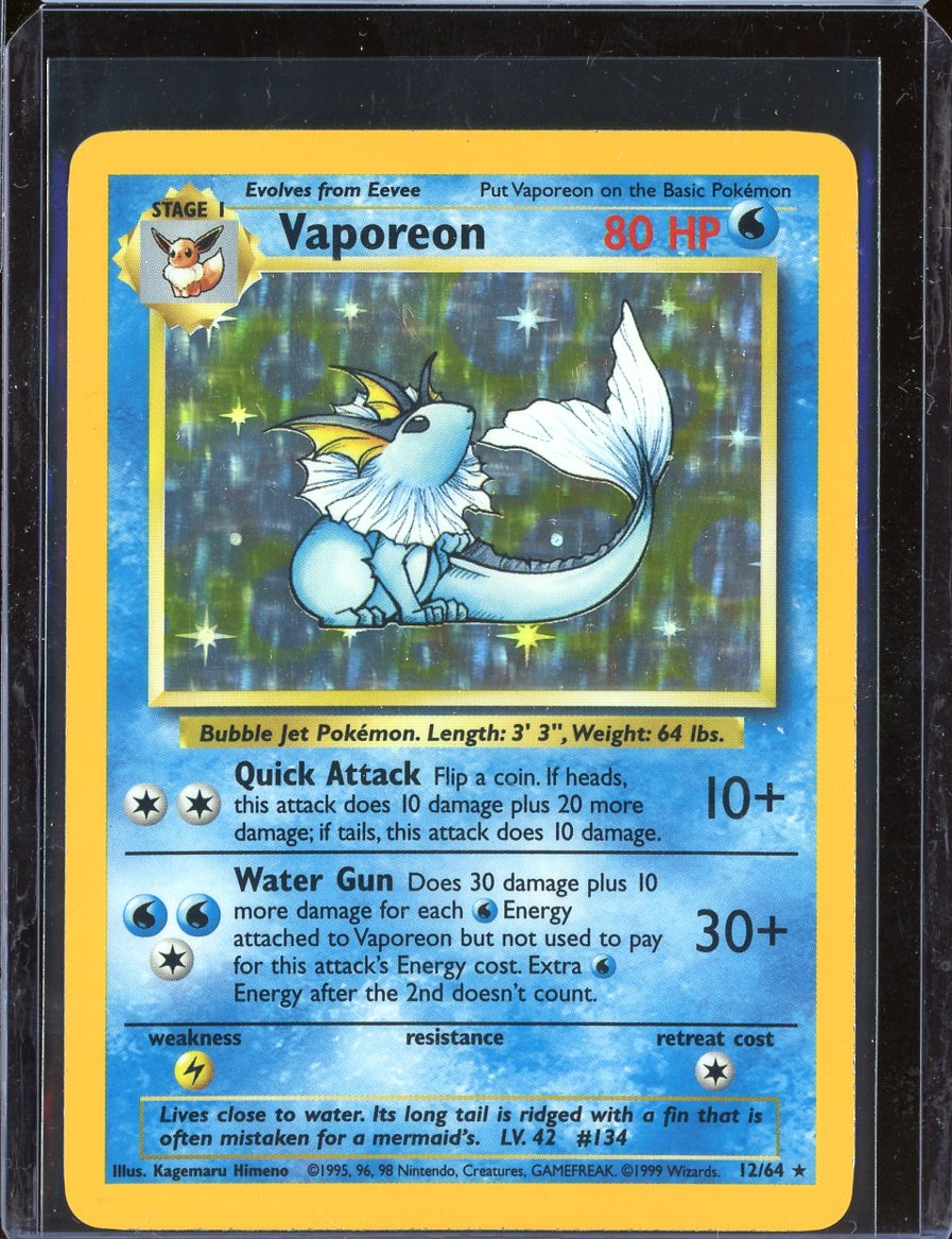 Vaporeon 12/64 Unlimited Holo Jungle (No Symbol Error)