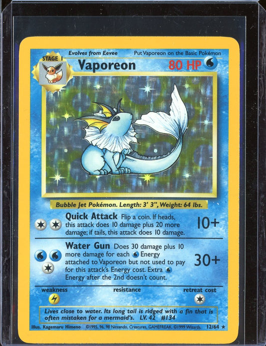 Vaporeon 12/64 Unlimited Holo Jungle (No Symbol Error)