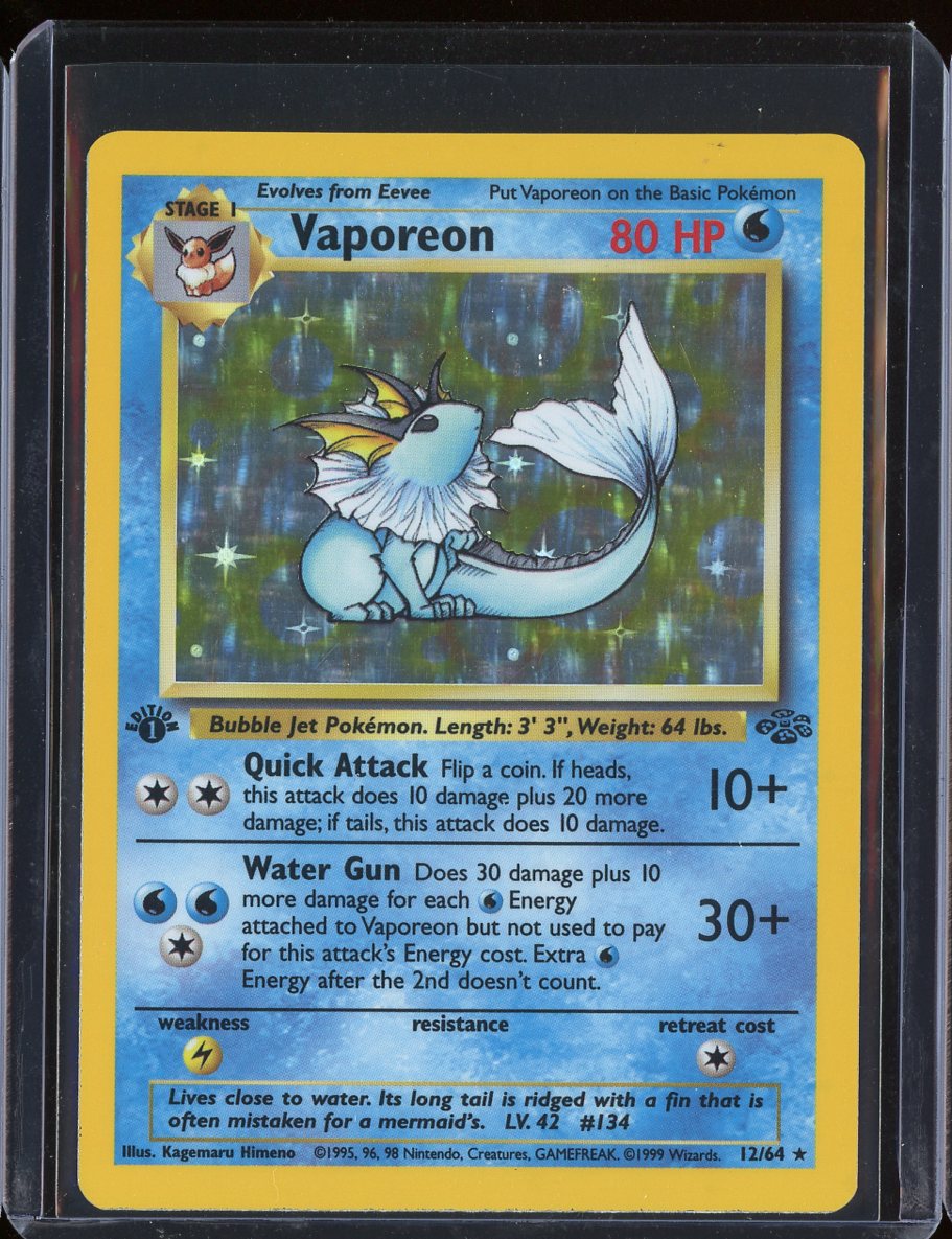 Vaporeon 12/64 1st Ed Holo Jungle - front