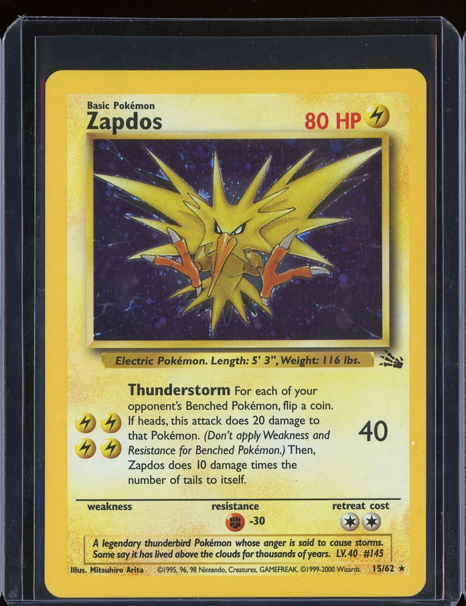 Zapdos 15/62 Unlimited Holo Fossil - front