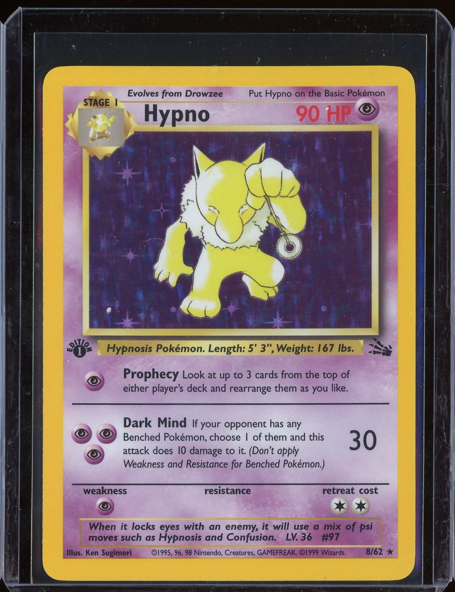 Hypno 8/62 1st Edition Holo Fossil