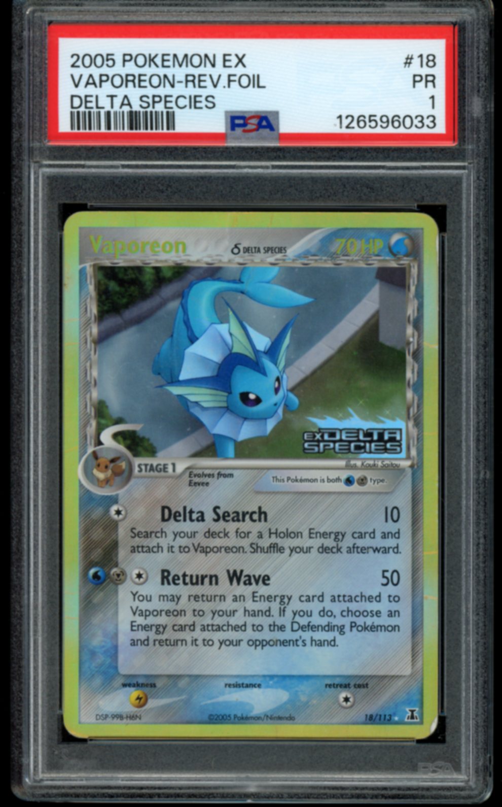 Vaporeon (Reverse) #18 PSA 1