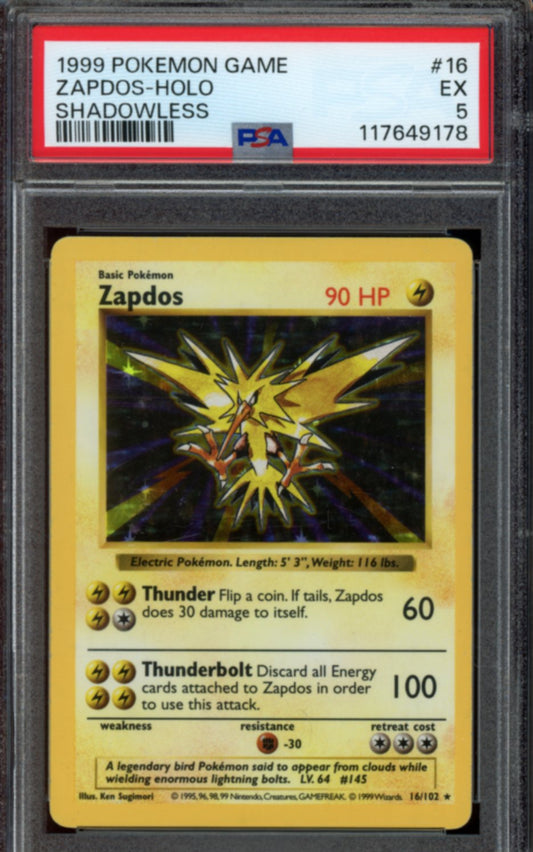 Zapdos Shadowless #16 PSA 5