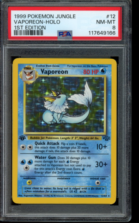 Vaporeon 1st Ed #12 PSA 8