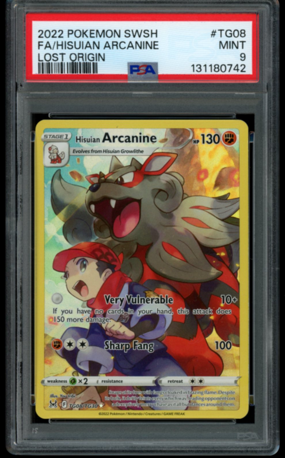 Hisuian Arcanine #TG08 PSA 9