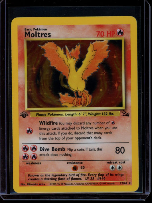 Moltres 12/62 1st Edition Holo Fossil