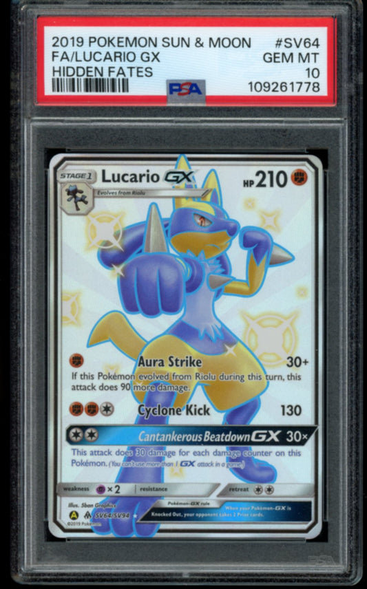 Lucario GX #SV64 PSA 10