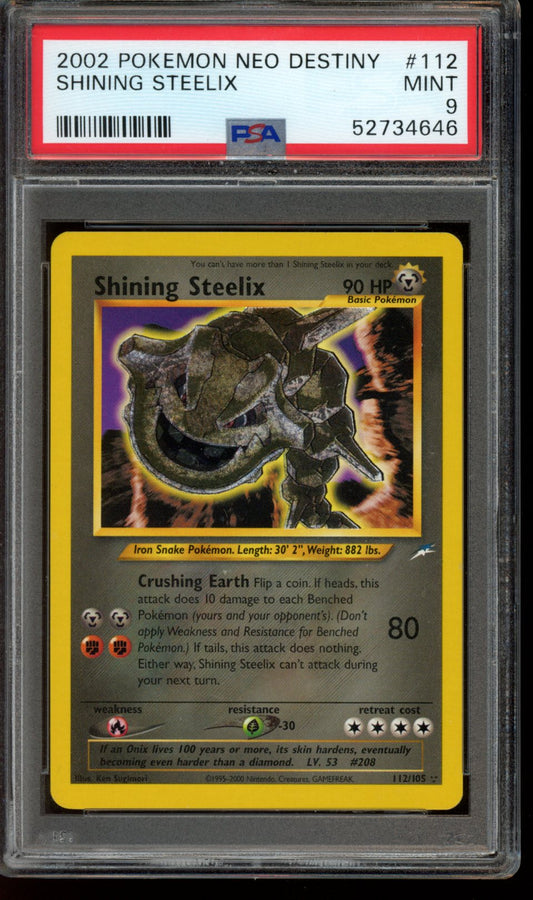 Shining Steelix 112/105 Neo Destiny PSA 9