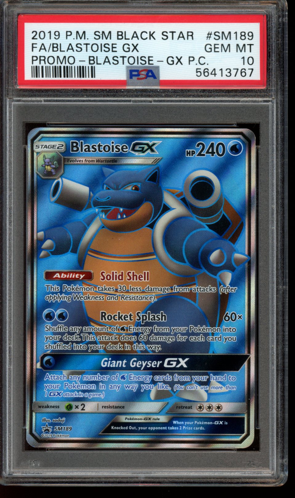 Blastoise GX SM89 SM Promos PSA 10