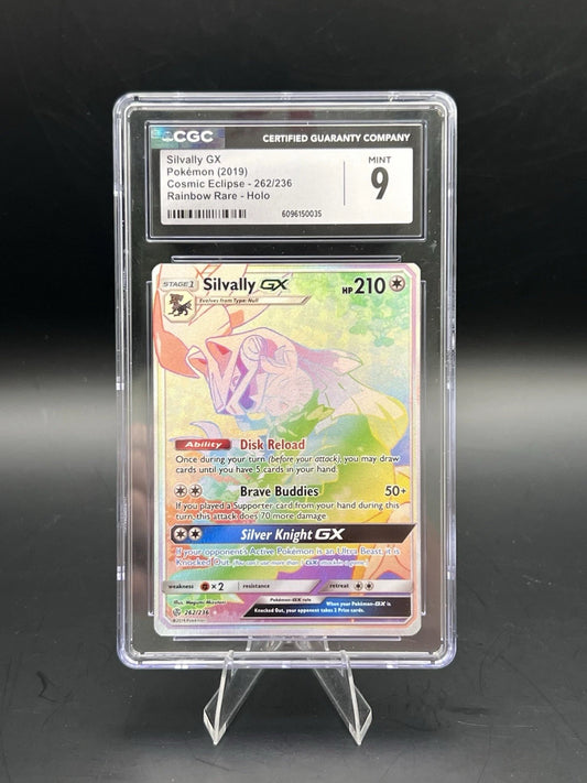 2019 Cosmic Eclipse Silvally GX Pokemon Rainbow Rare 262/236 CGC 9