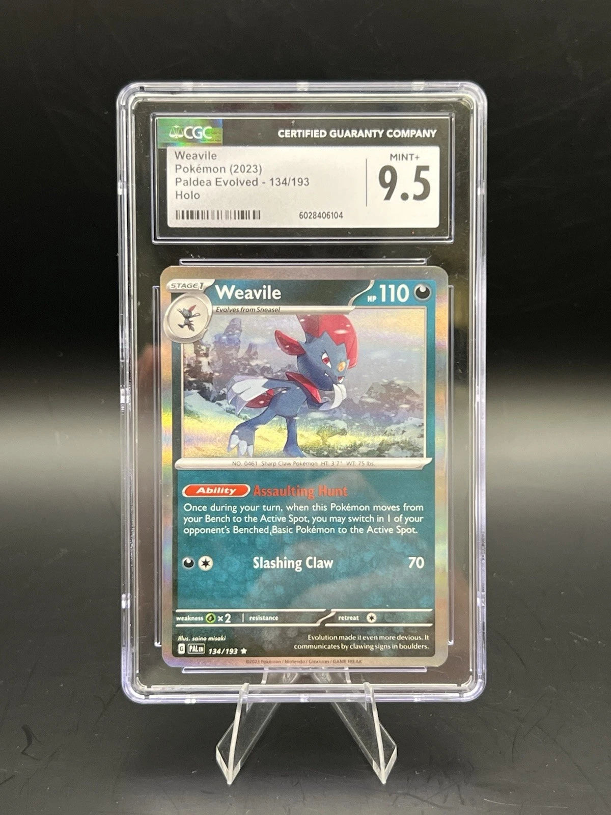 Pokemon 2023 Weavile 134/193 Scarlet & Violet Paldea Evolved Holo CGC 9.5