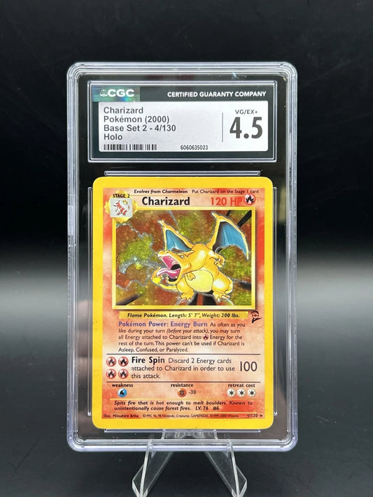 Charizard Holo 004/130 Base Set 2 CGC 4.5 VG/EX+