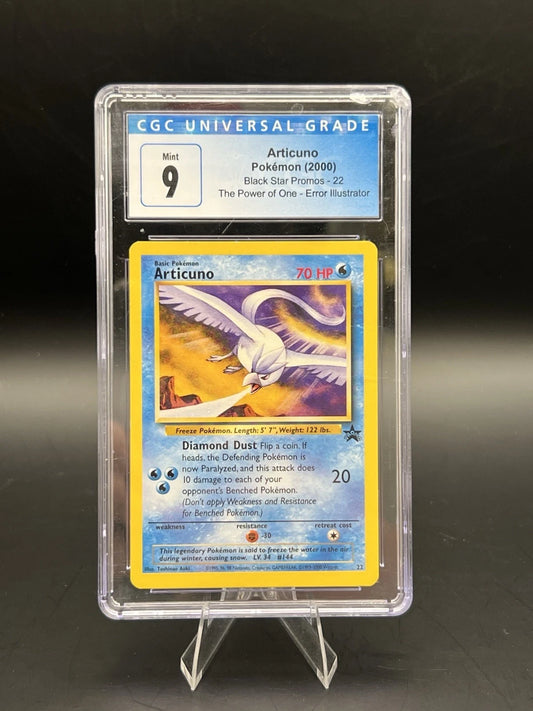 2000 Pokemon Articuno #22 Black Star Promo Error Illustration CGC 9 MINT